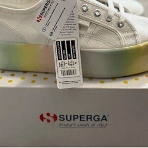 NEW Box SUPERGA 2790 Shaded Platform Womens Size 8.5 White Pastel S3111BW Shoes